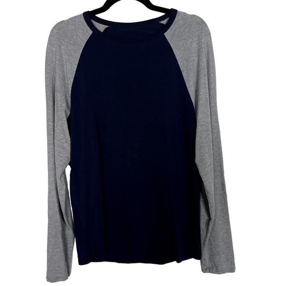 Lululemon Mens Small S Navy Blue Gray Bodhi Raglan Long Sleeve Shirt Top Cotton - Picture 1 of 6